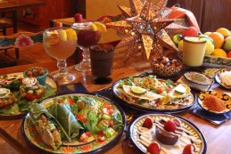 Table of authetic Mexican dishes at Mi Pueblo
