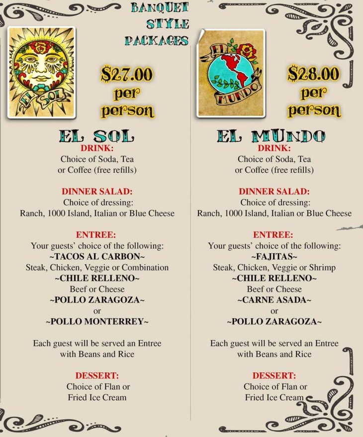 The Mi Pueblo Banquet Menu page 4